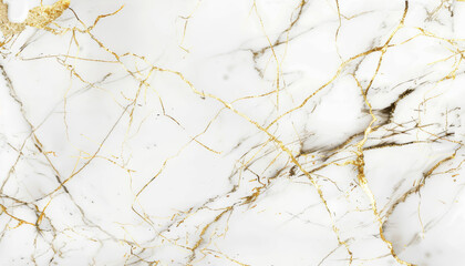 Wall Mural - Golden veins delicately threading through pristine white marble