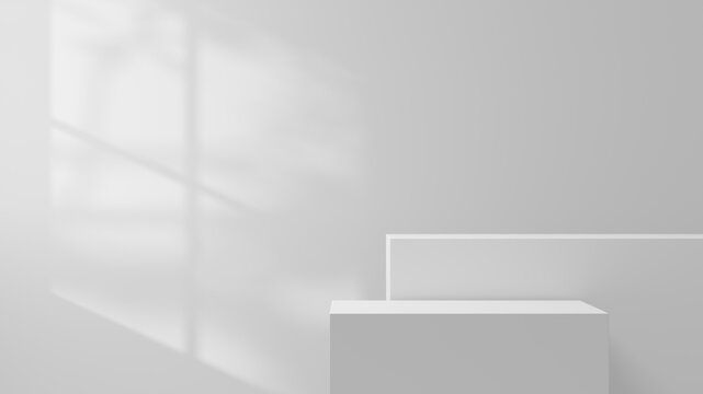 Abstract background. Set white empty podium for products presentation or text for advertising minimal style. 3d rendering