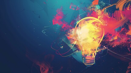 Poster - Creative light bulb with abstract background symbolizing ideas and innovation. Vibrant representation of creativity and inspiration.