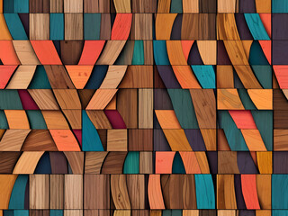 Wall Mural - Colorful Geometric Wooden Pattern