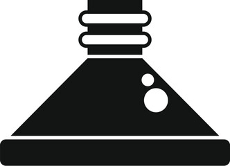 Sticker - Black chemical flask with bubbling liquid experiment icon in simple style on a white background