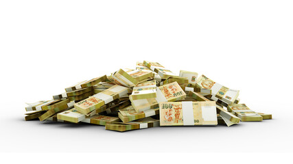 Wall Mural - 3D Rendering of Stack of Singaporean dollar notes isolated on transparent background. Bundles of dollar notes
