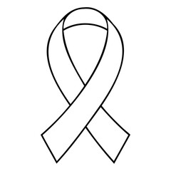 A single awareness outline ribbon. Line drawing cancer ribbon vector illustration.