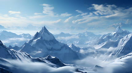 Wall Mural - Alps snow mountain valley lake forest