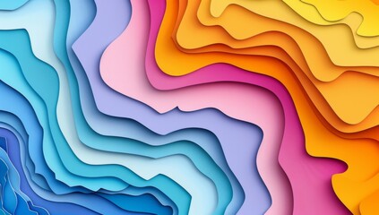 Poster - A colorful abstract background with many different colored paper shapes. AI.