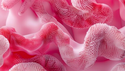 Wall Mural - A close up of a pink and white patterned fabric. AI.