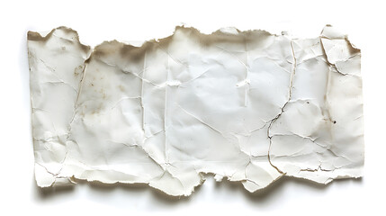 Poster - Isolated old white folded torn paper.
