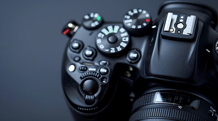 Poster - Close-up of a digital camera. Large copyspace