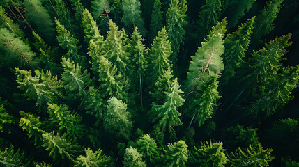 Aufkleber - Aerial top view of summer green trees in forest in rural Finland.