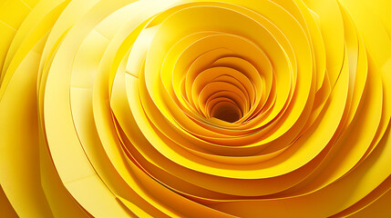 Aufkleber - Abstract folded paper effect. Bright colorful yellow background. Maze made of paper. 3d rendering