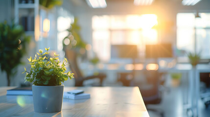 Fototapete - Abstract blurred office interior room. blurry working space with defocused effect. use for background or backdrop in business concept
