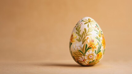 Wall Mural - An intricately designed Easter egg with a vintage style, set against a soft-colored background on the right side