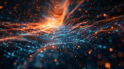 Poster - Dynamic abstract waves of light and color create a mesmerizing visual display, showcasing energy and motion in a digital space.