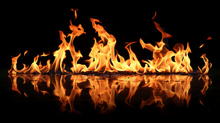 Aufkleber - Fire flames on black background