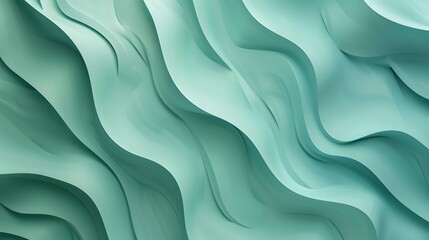 Wall Mural - A serene abstract image featuring smooth, flowing waves in a soft teal color palette, evoking a sense of tranquility and fluidity.