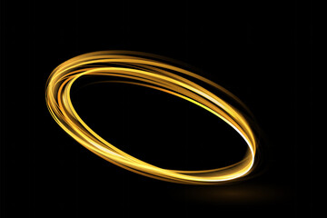 Wall Mural - neon swirl. curved yellow line light effect. yellow portal or energy tunnel. glowing swirling backgr
