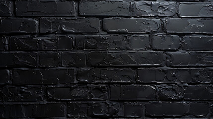 Poster - black brick wall, dark background for design