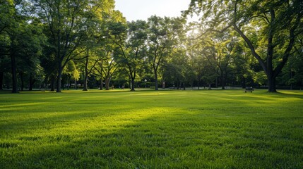 Wall Mural - standing shot, the lawn of a city park 