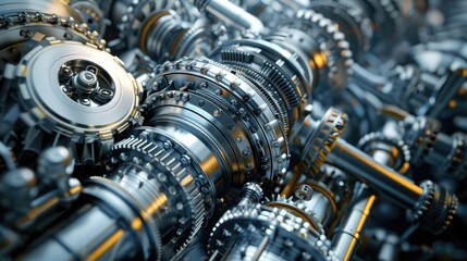 Poster - 3D illustration of a complex machinery design, featuring accurate 3D rendering and intricate details with this inviting photo.