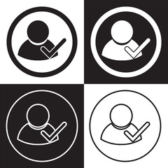 Wall Mural - check user icon vector accept person profile avatar with checkmark yes tick symbol, checked user pro