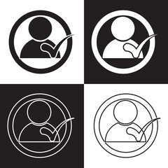 Wall Mural - check user icon vector accept person profile avatar with checkmark yes tick symbol, checked user pro