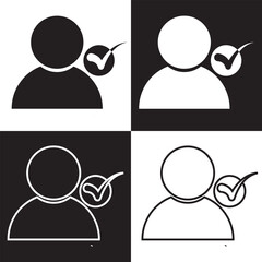 Wall Mural - check user icon vector accept person profile avatar with checkmark yes tick symbol, checked user pro
