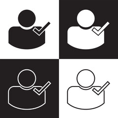 Wall Mural - check user icon vector accept person profile avatar with checkmark yes tick symbol, checked user pro