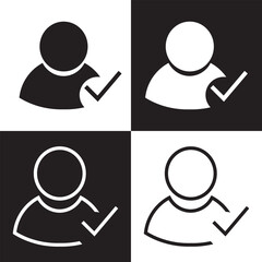 Wall Mural - check user icon vector accept person profile avatar with checkmark yes tick symbol, checked user pro