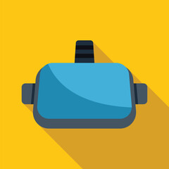 Poster - blue virtual reality glasses headset device presenting modern technology with long shadow on yellow 