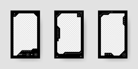 Poster - Abstract sci-fi frame. Hud interface design style. Digital futuristic element. Cyberpunk style. Design for banner, card, player card game, background.