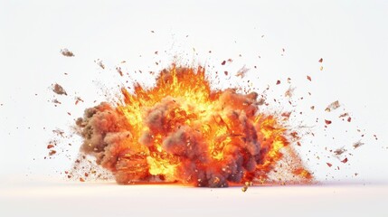 Poster - massive explosion, flames and shockwave everywhere, Pure background