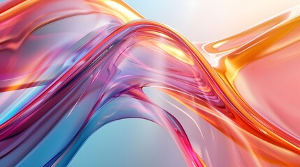 a dynamic, curved, multicolored, transparent glass background rendered in three dimensions.