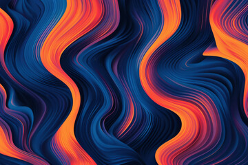 Canvas Print - An abstract design featuring swirling waves in shades of blue and orange