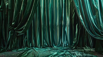 Sticker - Green curtain, velvet.. Generative AI