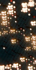 Poster - Abstract Dark Geometric Blocks with Red and Yellow Light Accents..