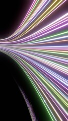 Poster - Dynamic Curved Neon Light Trails on Black Background..