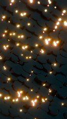 Poster - Abstract 3D Tiles with Glowing Lights in a Dark Environment..