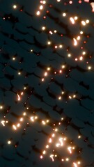 Poster - Abstract 3D Tiles with Glowing Lights in a Dark Environment..