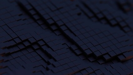 Aufkleber - Abstract 3D Tiles with Glowing Lights in a Dark Environment..