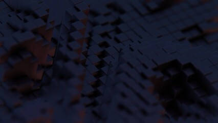 Poster - Abstract 3D Tiles with Glowing Lights in a Dark Environment..
