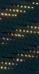 Poster - Abstract 3D Tiles with Glowing Lights in a Dark Environment..