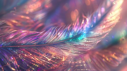 Wall Mural - Iridescent feathers light. Generative AI