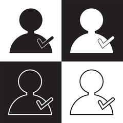 Wall Mural - check user icon vector accept person profile avatar with checkmark yes tick symbol, checked user pro