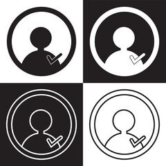 Wall Mural - check user icon vector accept person profile avatar with checkmark yes tick symbol, checked user pro