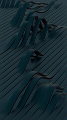 Poster - Dark Abstract Waves and Lines Pattern in 3D Design

