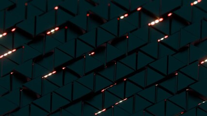 Aufkleber - Abstract Pattern of Glowing Geometric Tiles with Light Effects

