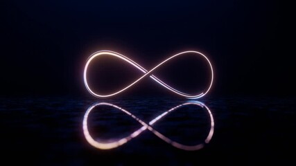 Aufkleber - Infinity Symbol with Neon Glow and Reflection on Dark Surface

