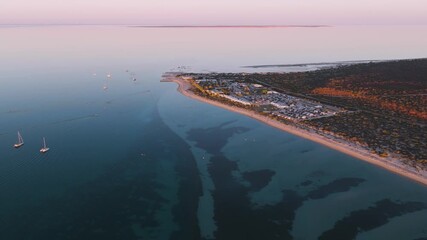 Sticker - Aerial footage of the Shark Bay at sunset in Western Australia, Australia