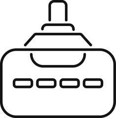 Poster - simple outline icon of a remote control with buttons and antenna for television