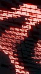 Poster - Abstract Dark Geometric Blocks with Red and Yellow Light Accents

